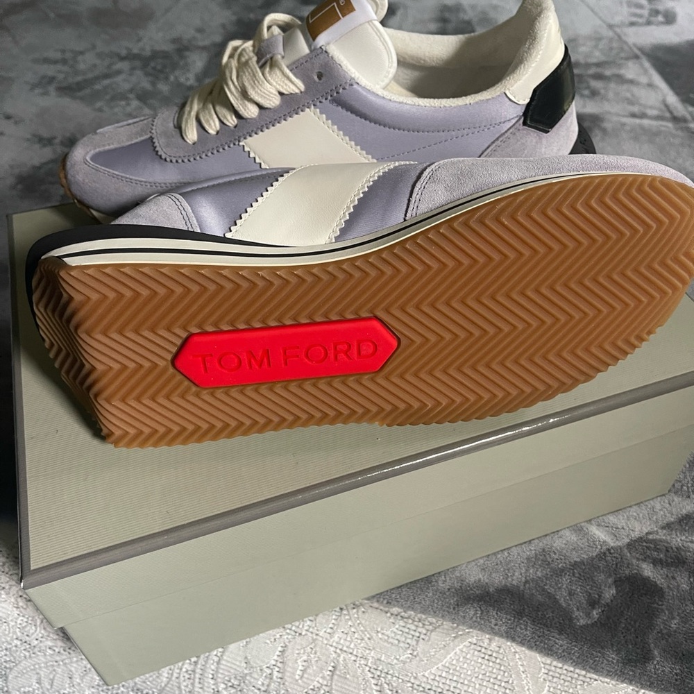 Tom Ford Cream and Gray Sneakers